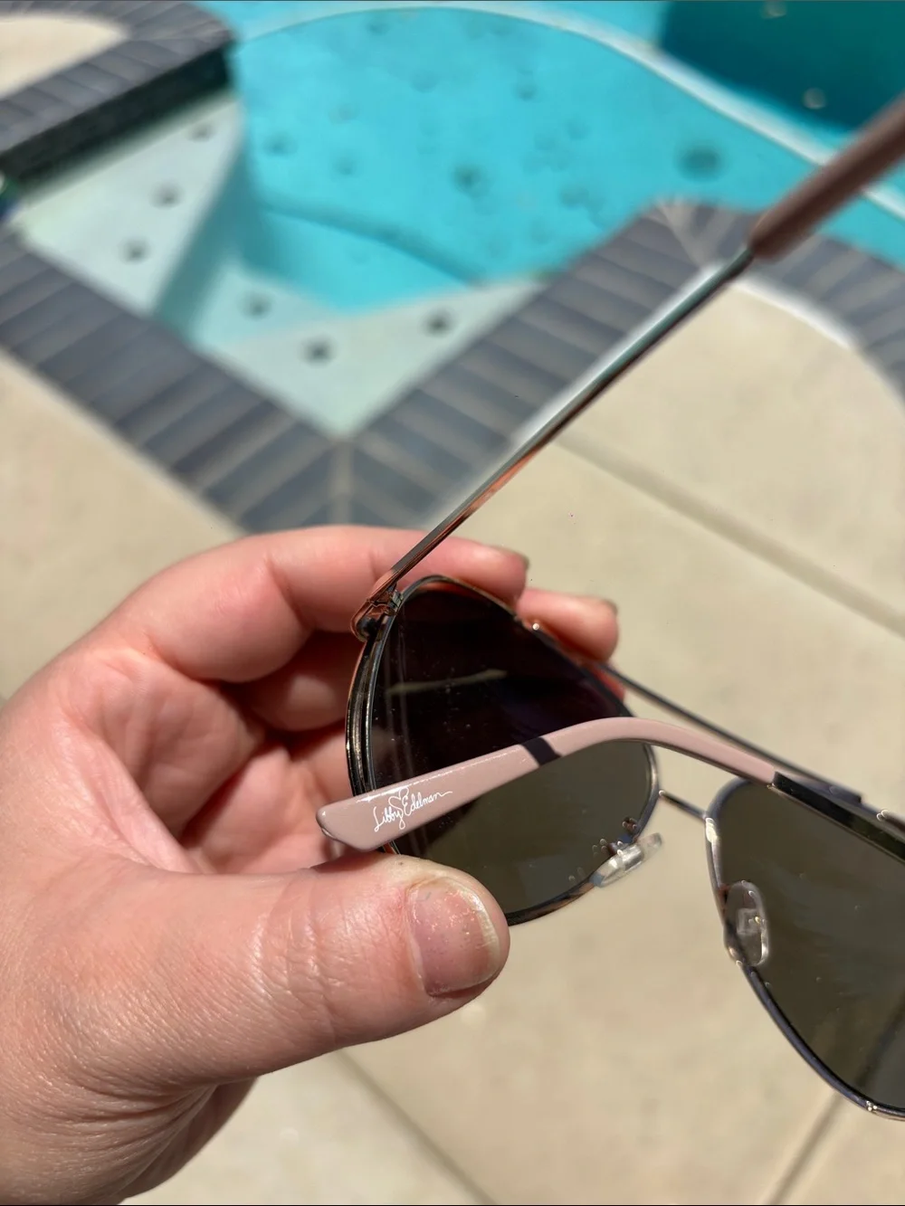 libby. edelman Gold Aviator Sunglasses with Brown Lenses